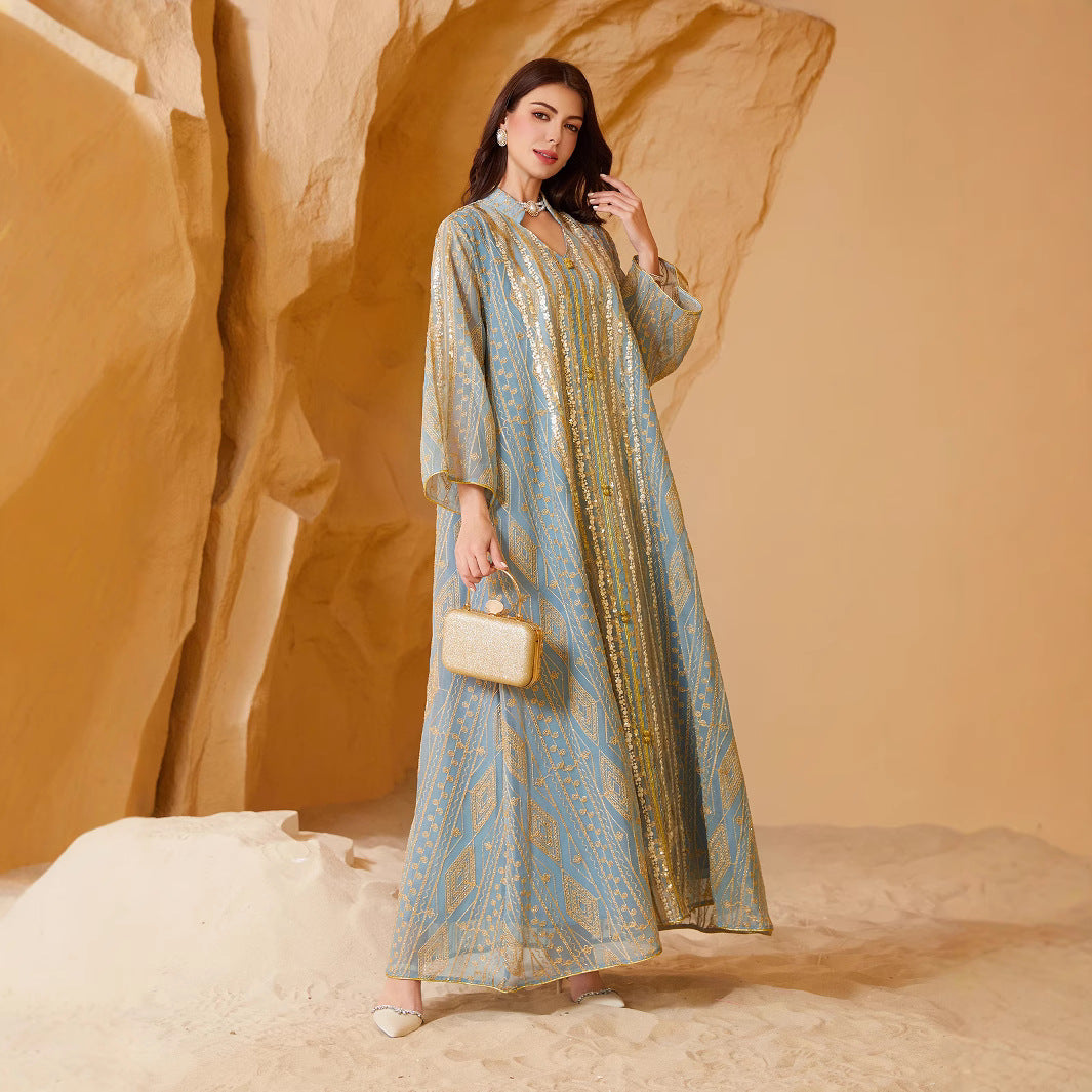 Golden Mirage Jacquard Abaya