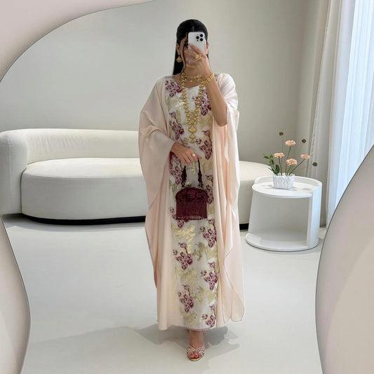 Blossom Elegance Embroidered Overlay Abaya Dress