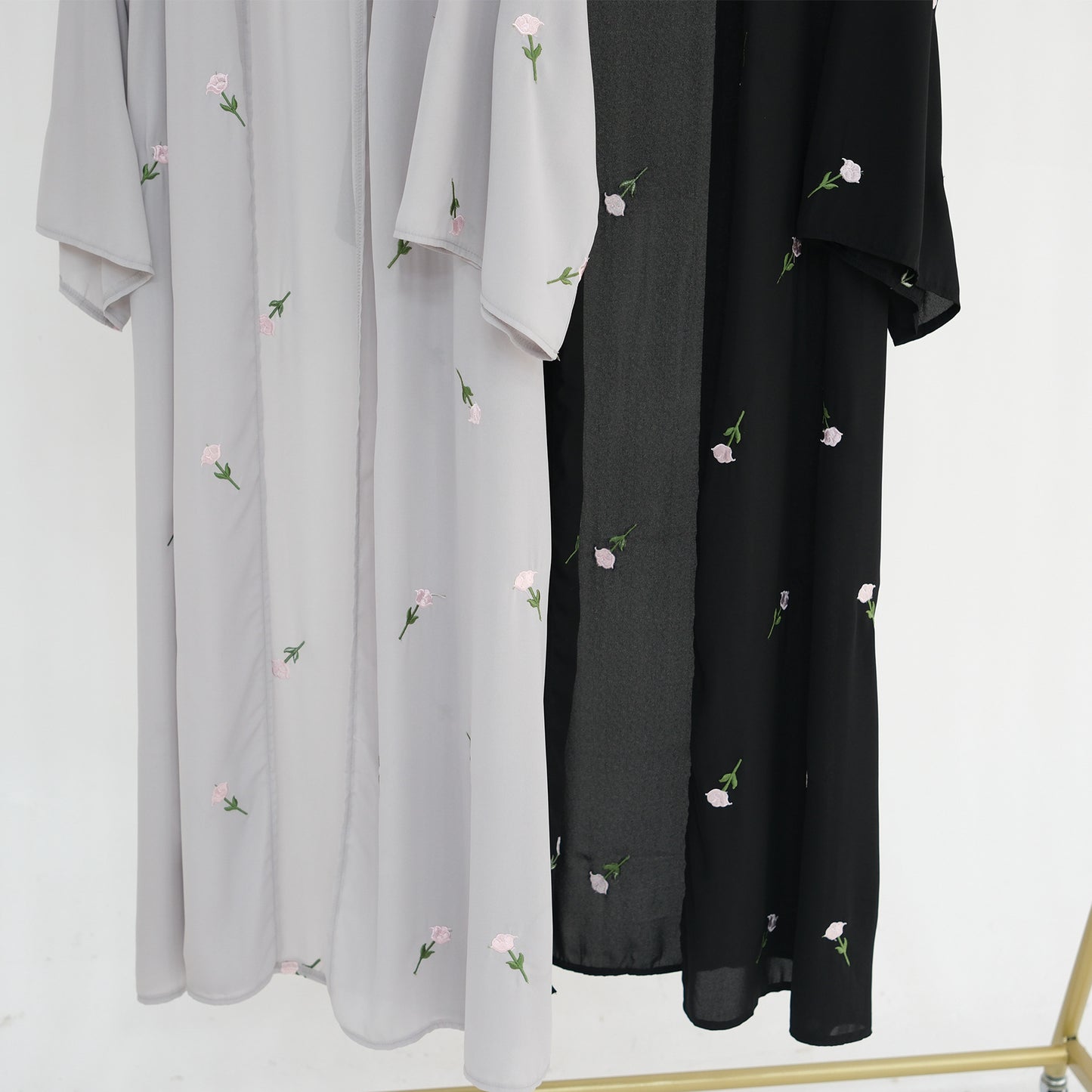 Embroidered Blossom Abaya with Matching Headscarf