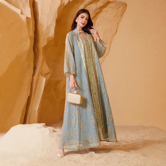 Golden Mirage Jacquard Abaya