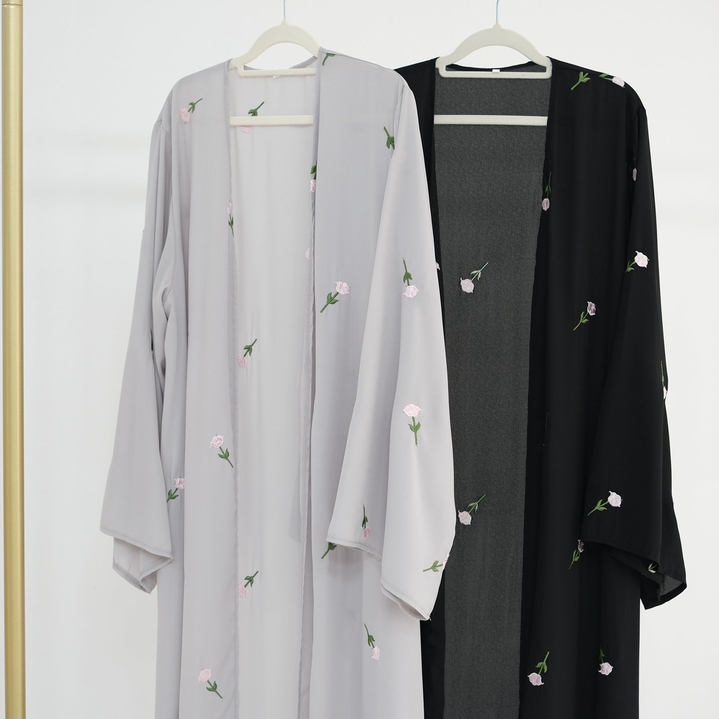Embroidered Blossom Abaya with Matching Headscarf