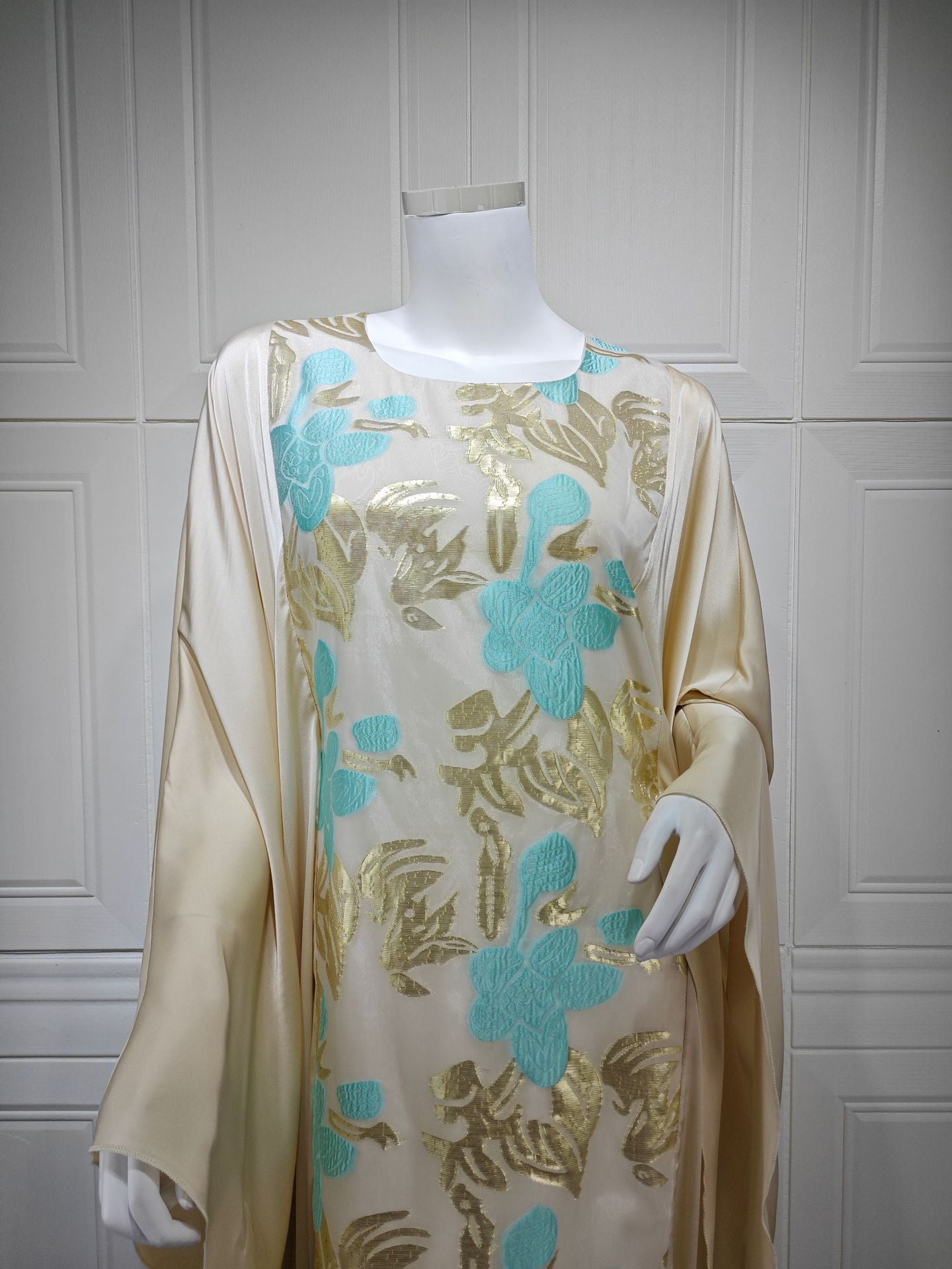 Blossom Elegance Embroidered Overlay Abaya Dress