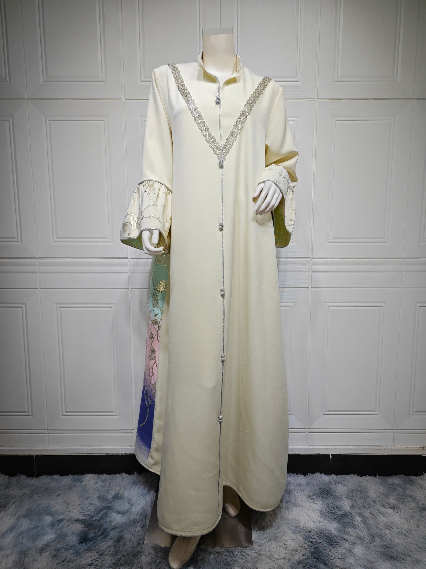 Golden Bloom Pastel Gradient Abaya