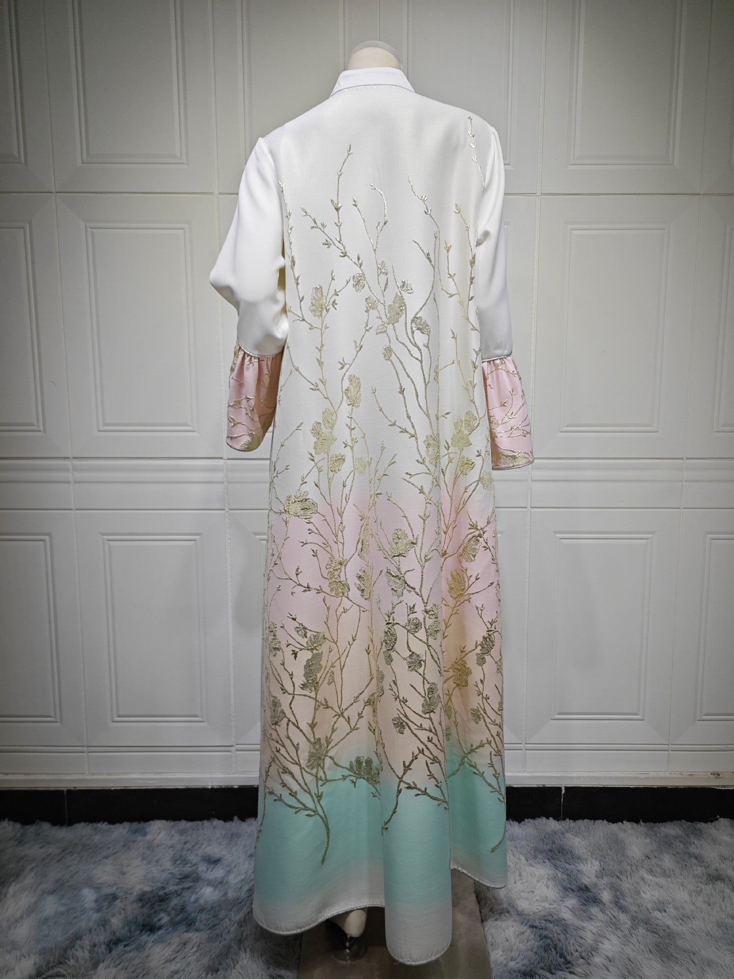 Golden Bloom Pastel Gradient Abaya