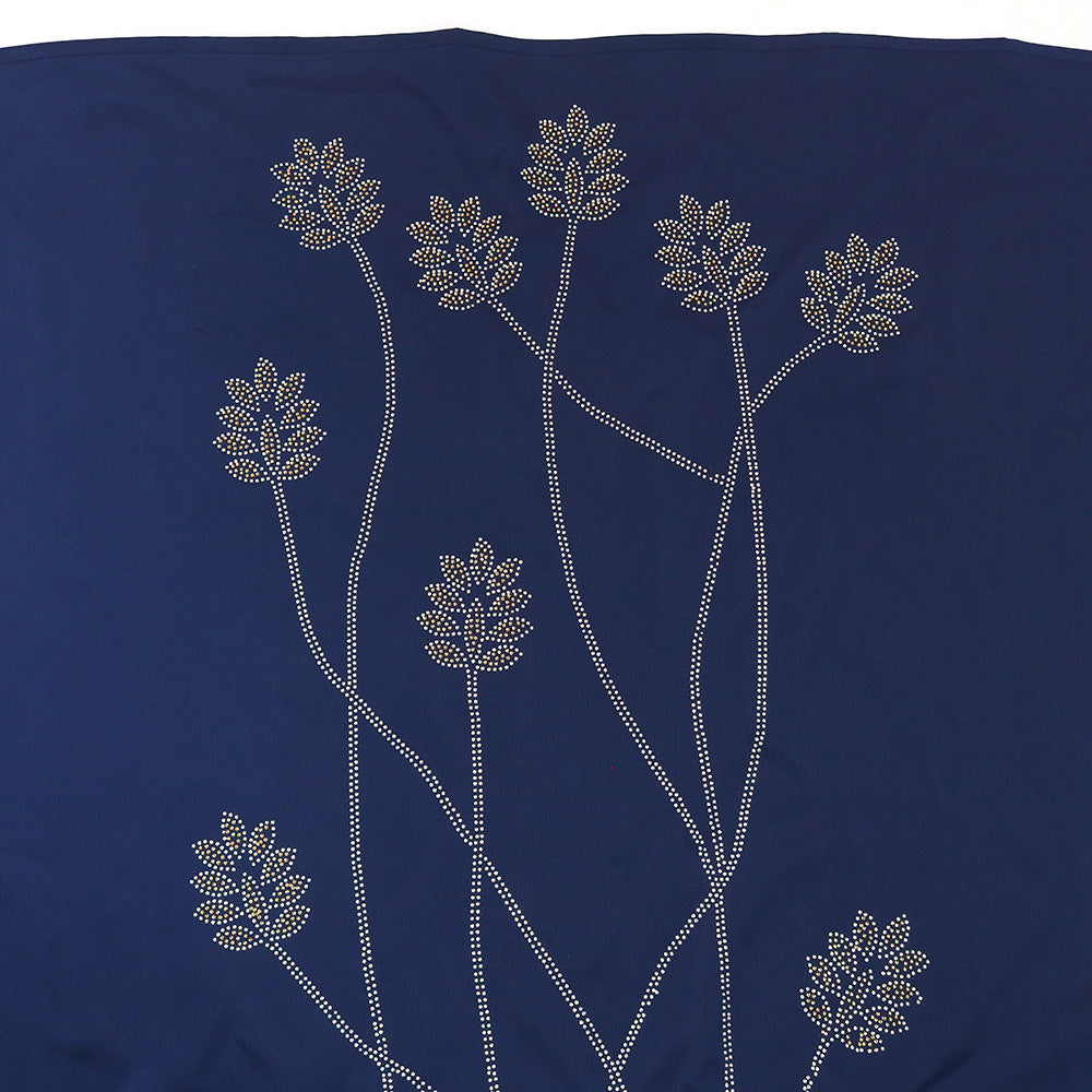 Luxe Satin Abaya Dress with Floral Diamanté Detailing