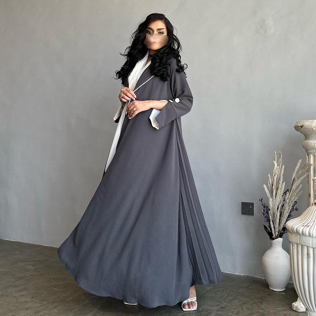 Blazer-Style Open Abaya with Elegant Pleated Back Design