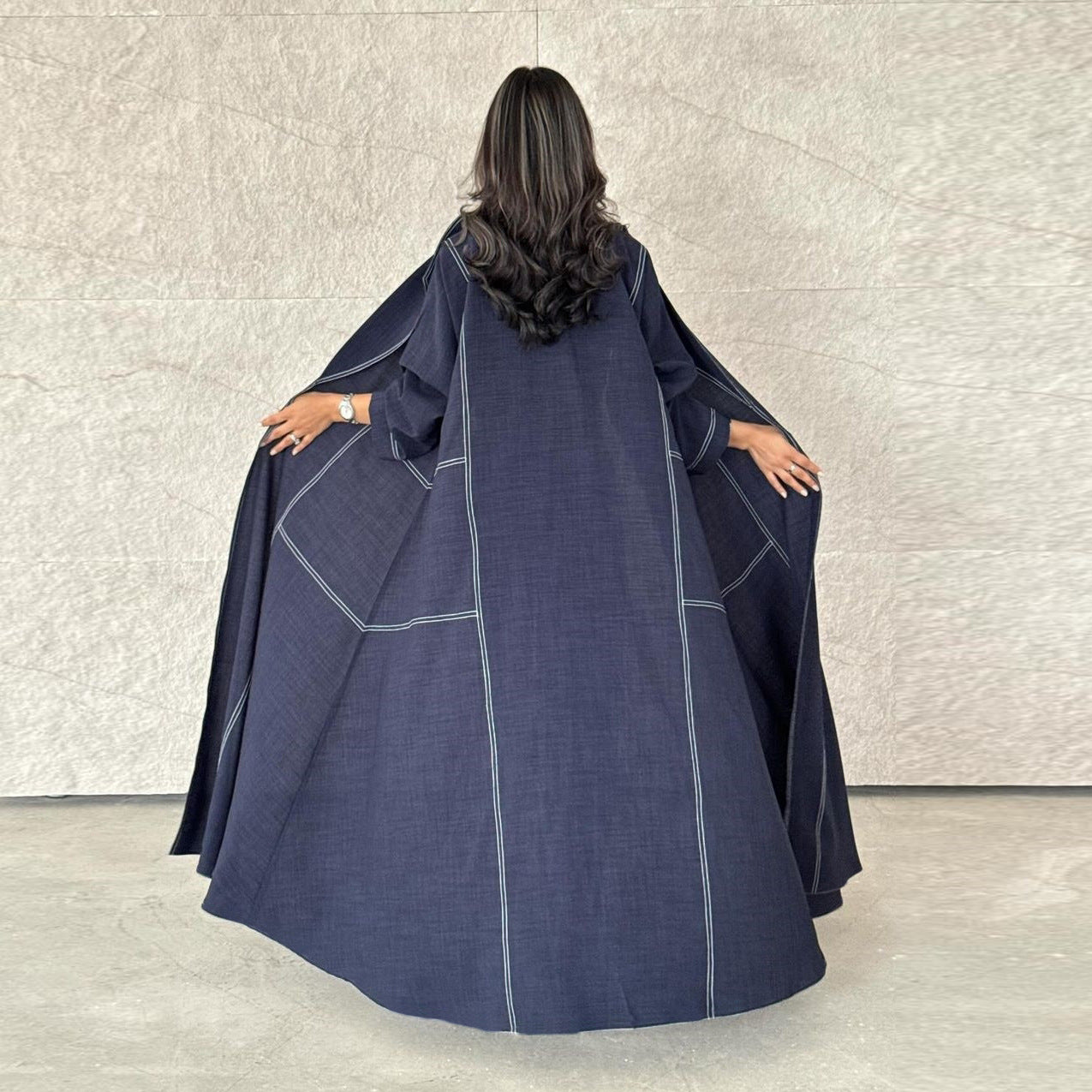 Denim Elegance Open Abaya