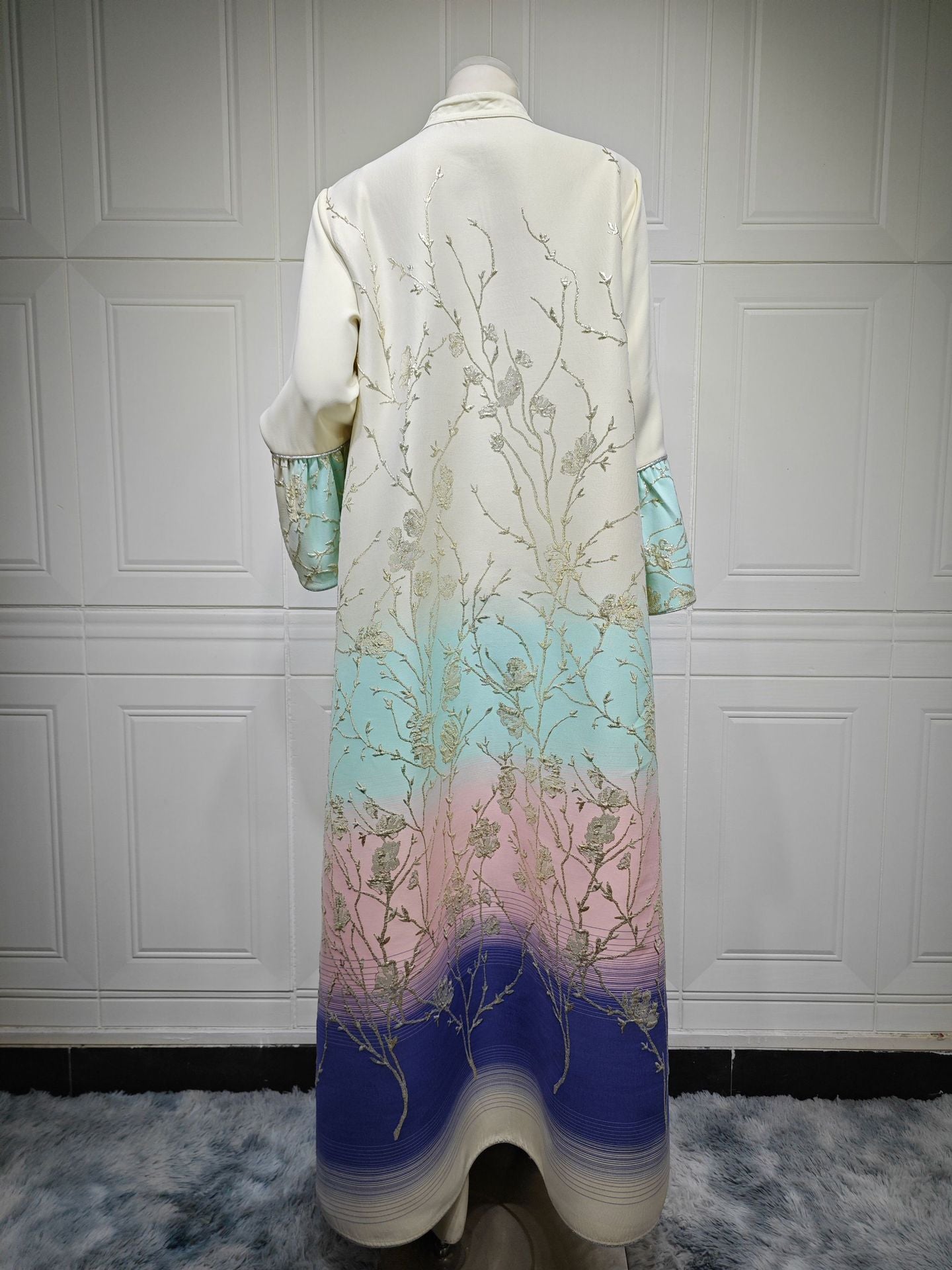 Golden Bloom Pastel Gradient Abaya