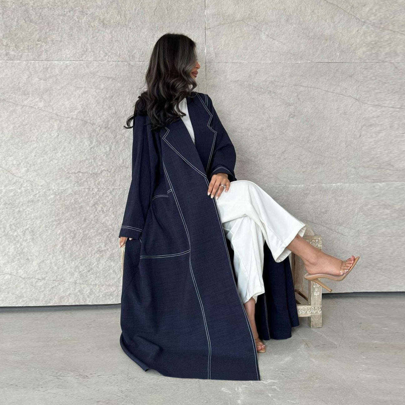 Denim Elegance Open Abaya