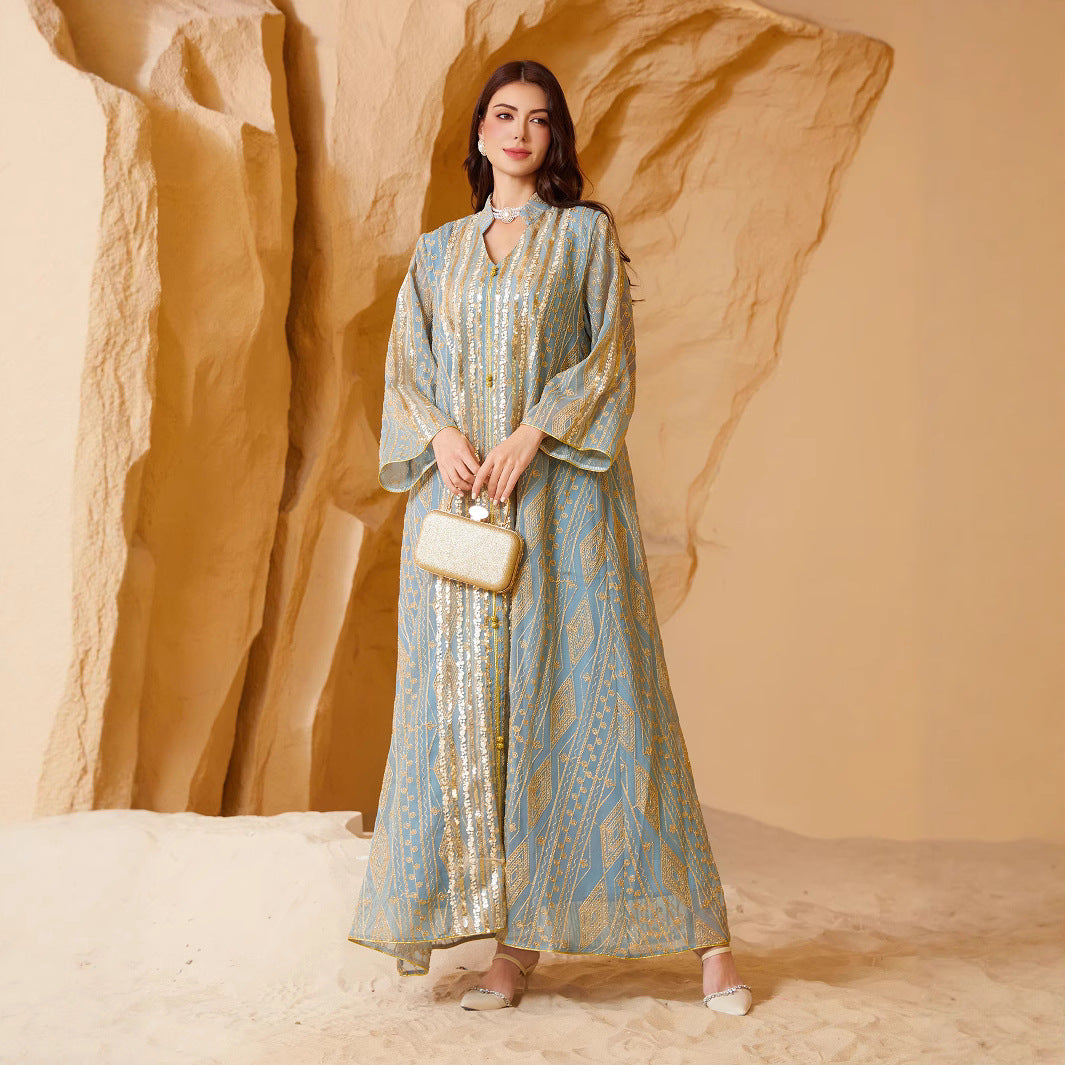Golden Mirage Jacquard Abaya