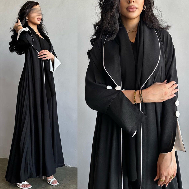 Blazer-Style Open Abaya with Elegant Pleated Back Design