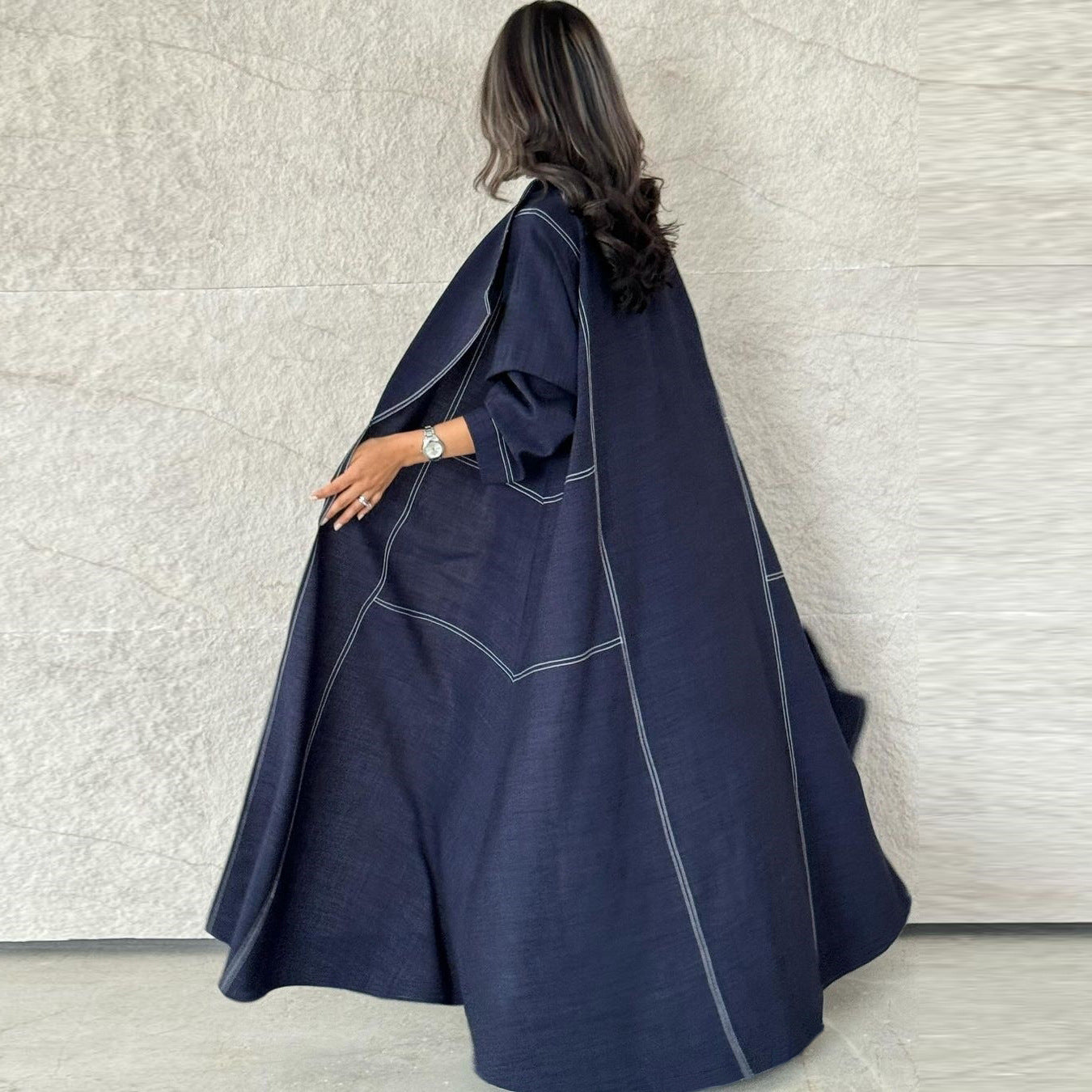 Denim Elegance Open Abaya