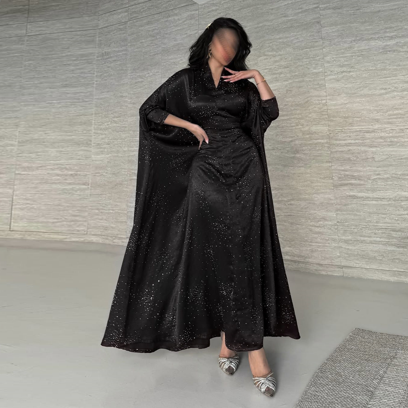 Celestial Elegance Velvet Diamante Abaya Dress