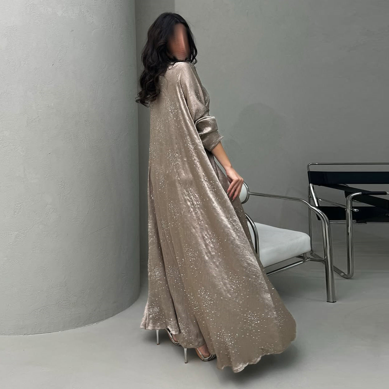 Celestial Elegance Velvet Diamante Abaya Dress