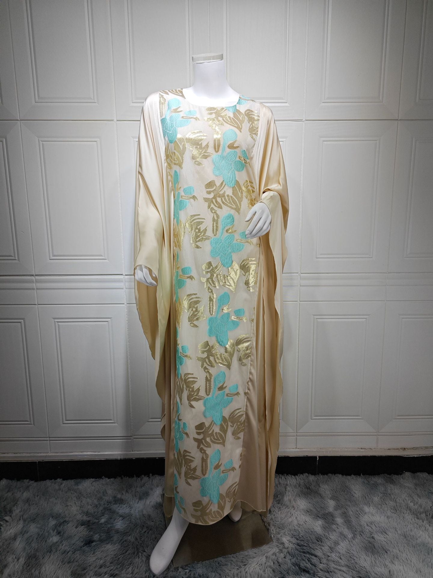Blossom Elegance Embroidered Overlay Abaya Dress