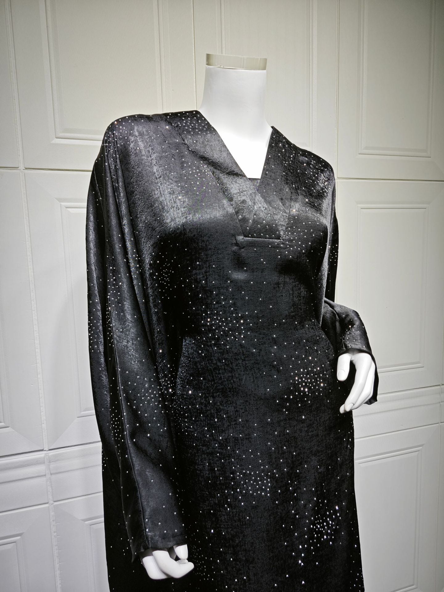 Celestial Elegance Velvet Diamante Abaya Dress