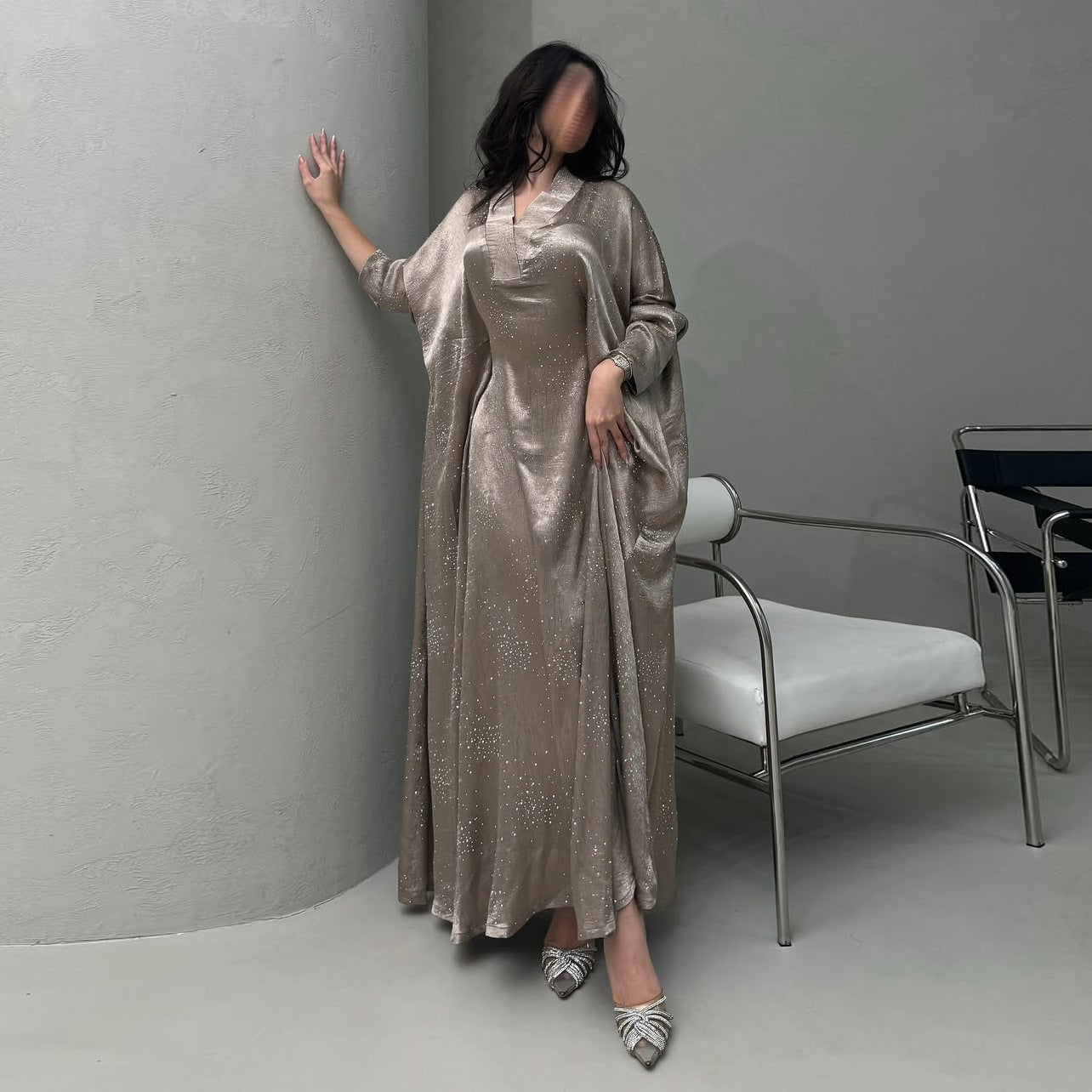 Celestial Elegance Velvet Diamante Abaya Dress