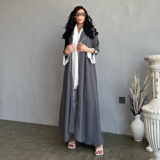 Blazer-Style Open Abaya with Elegant Pleated Back Design