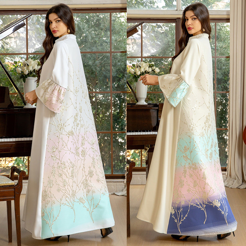 Golden Bloom Pastel Gradient Abaya