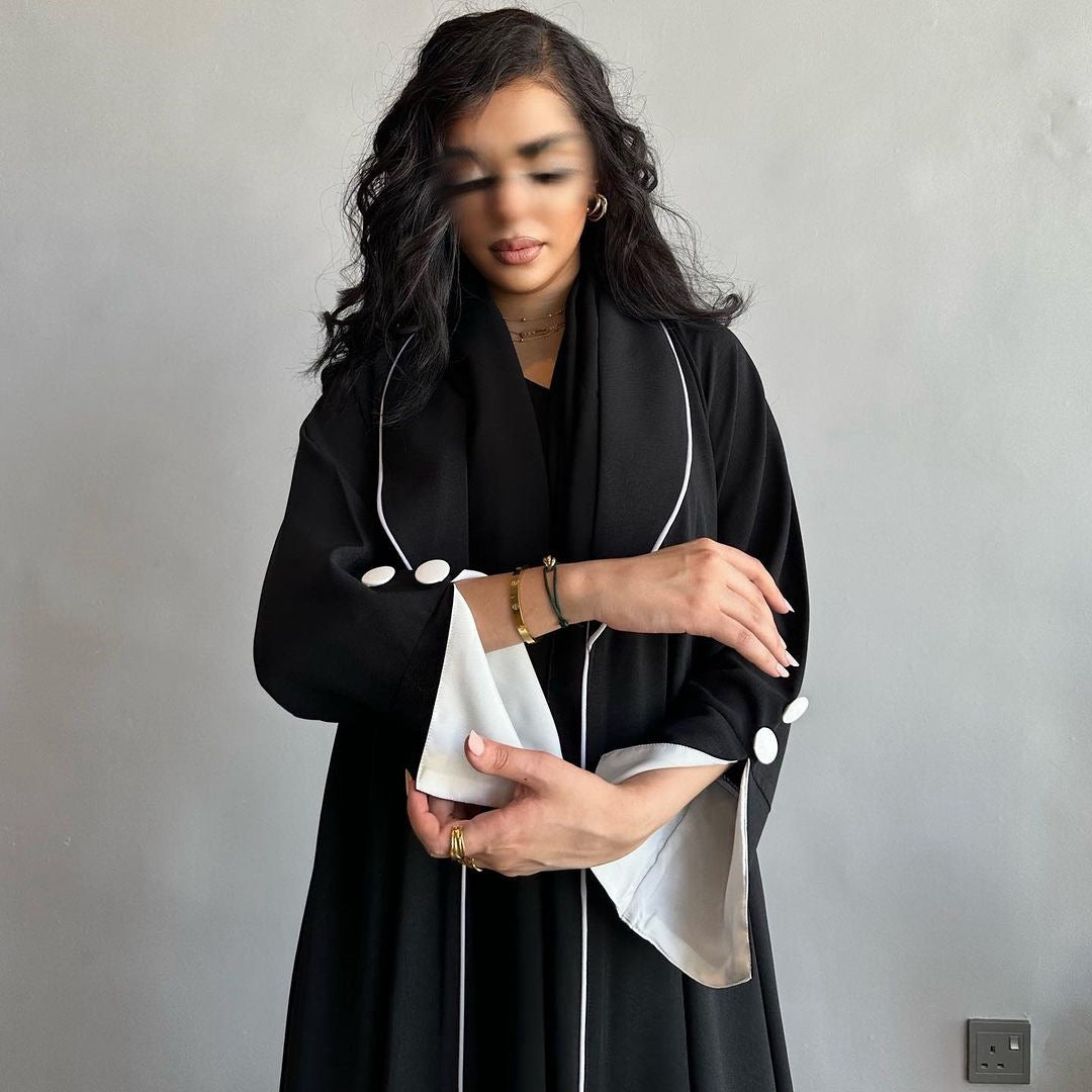 Blazer-Style Open Abaya with Elegant Pleated Back Design