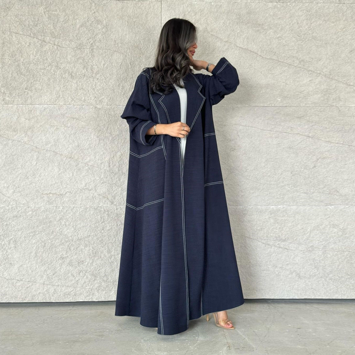 Denim Elegance Open Abaya