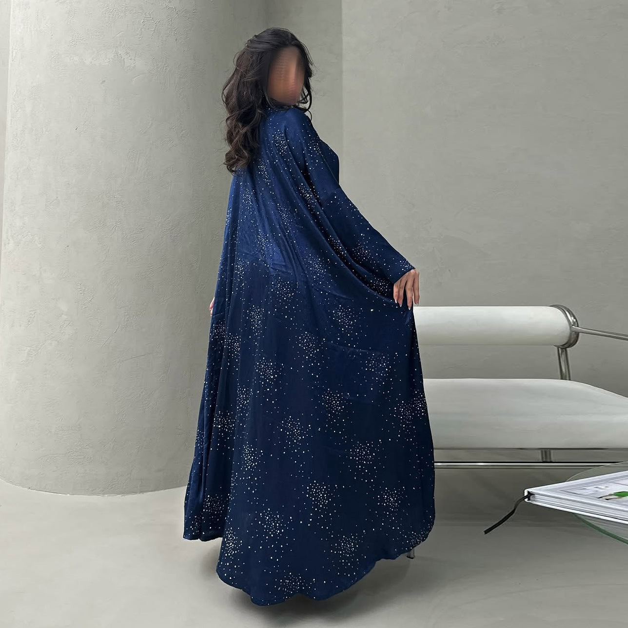 Celestial Elegance Velvet Diamante Abaya Dress