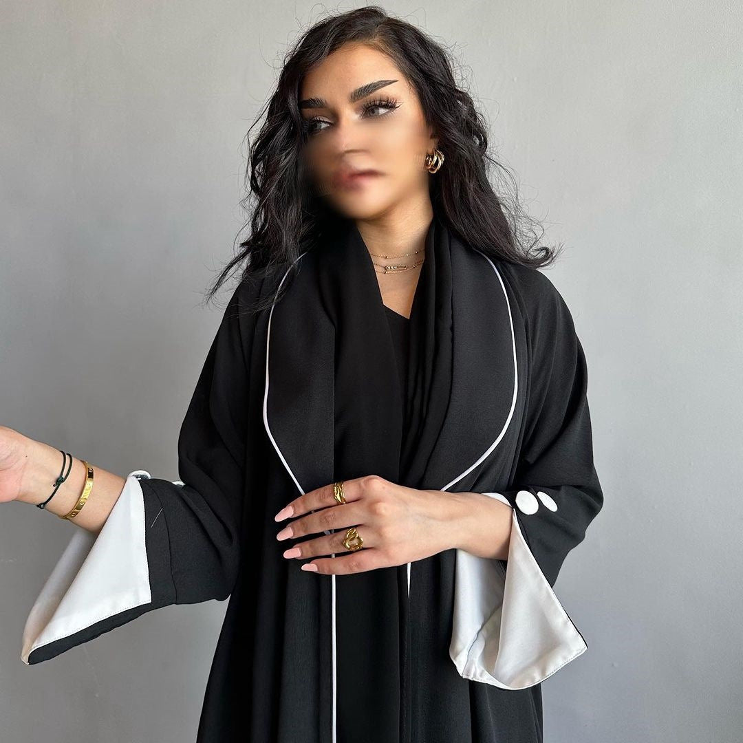 Blazer-Style Open Abaya with Elegant Pleated Back Design