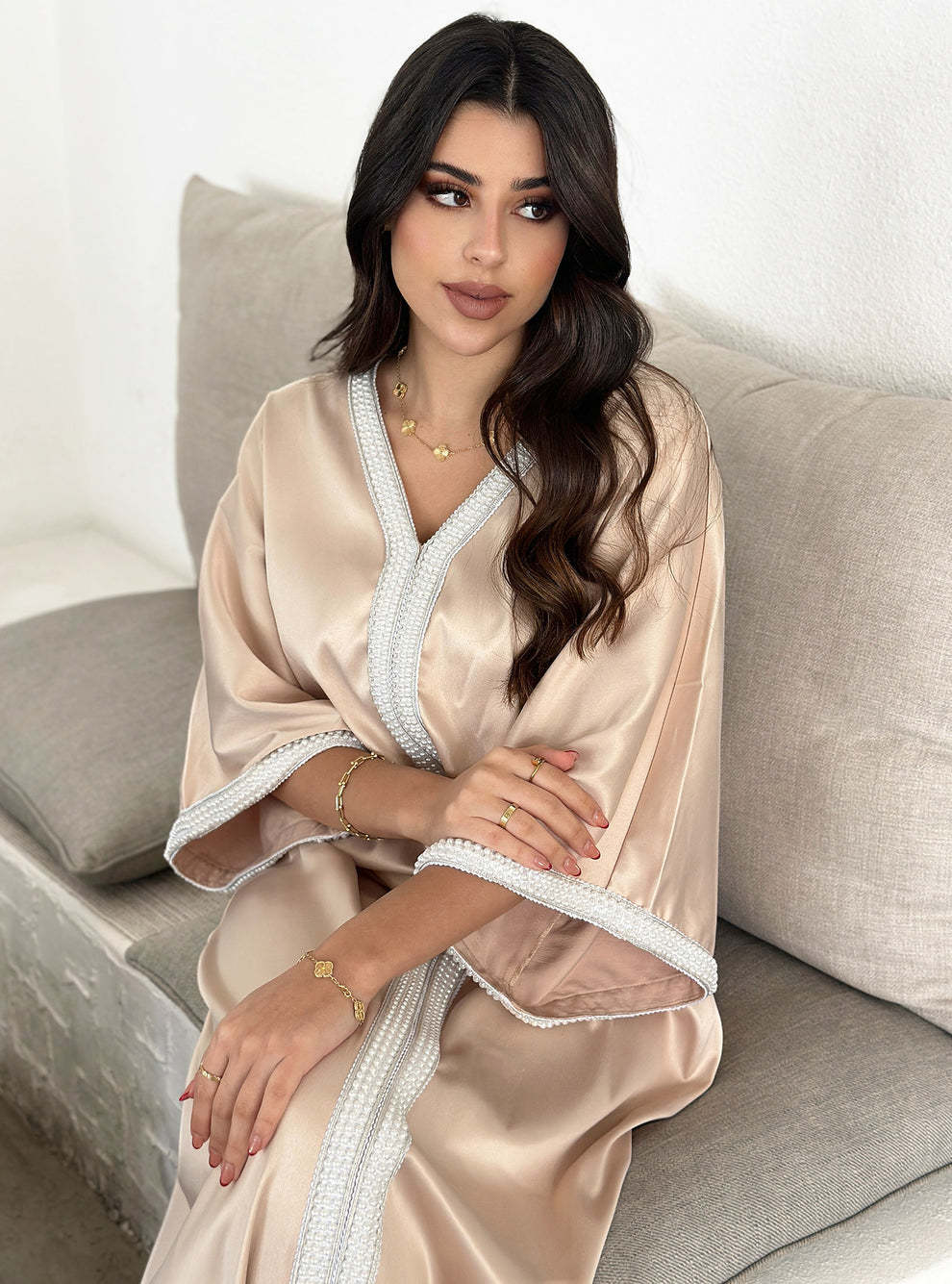 Serenity Abaya with Pearl Detailing