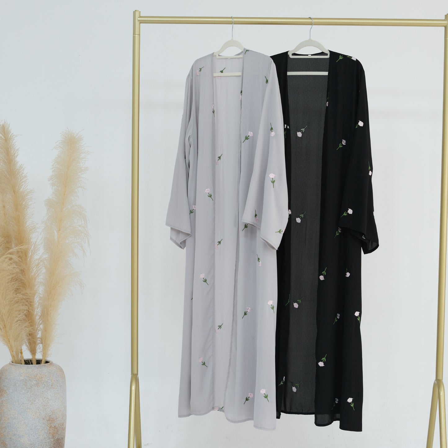 Embroidered Blossom Abaya with Matching Headscarf