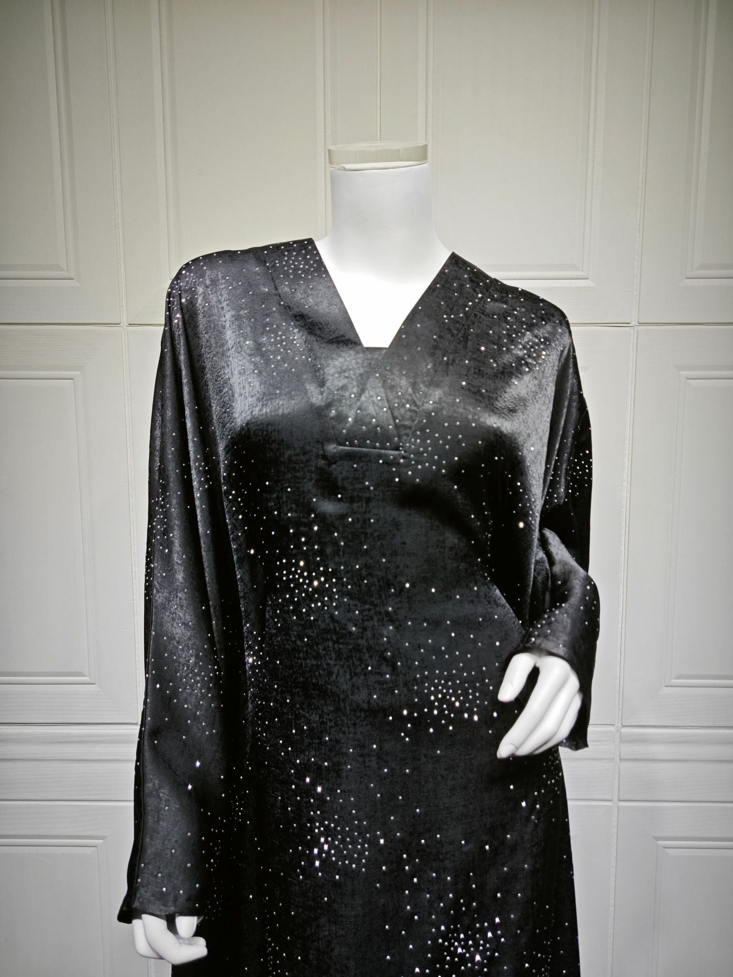 Celestial Elegance Velvet Diamante Abaya Dress