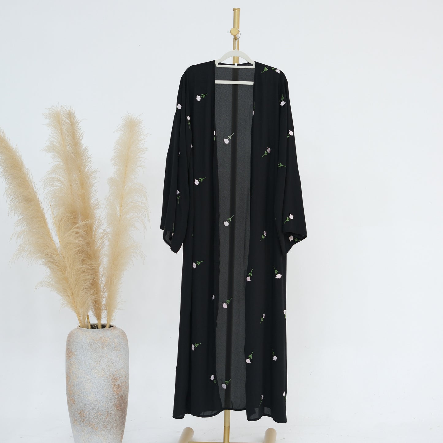Embroidered Blossom Abaya with Matching Headscarf