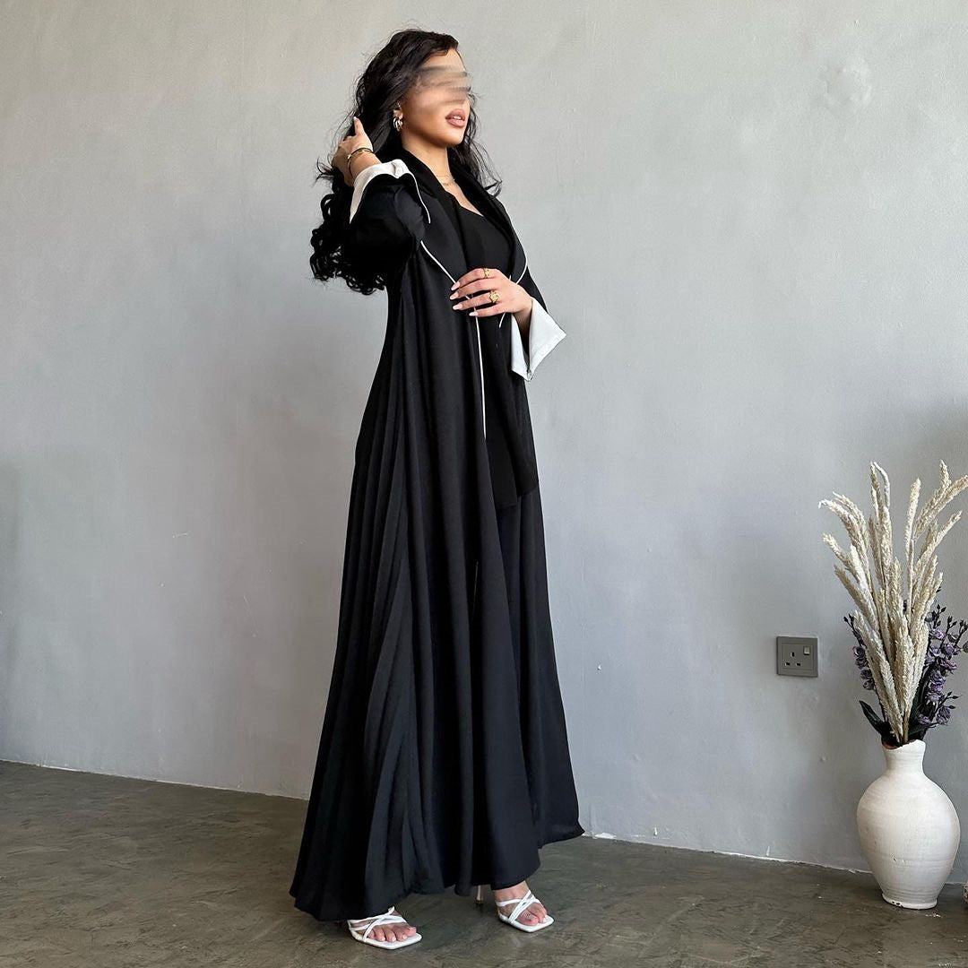 Blazer-Style Open Abaya with Elegant Pleated Back Design