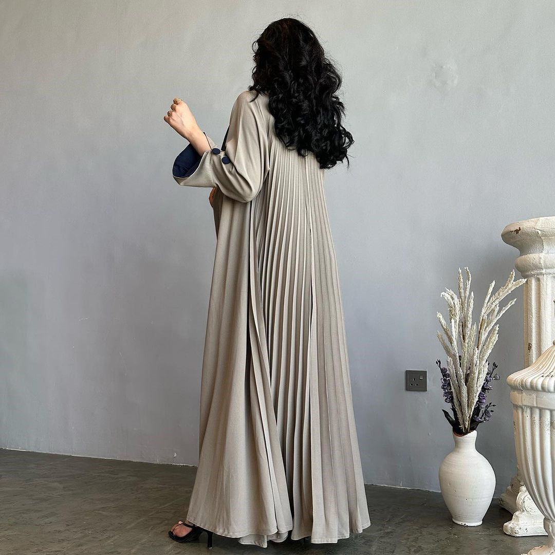 Blazer-Style Open Abaya with Elegant Pleated Back Design