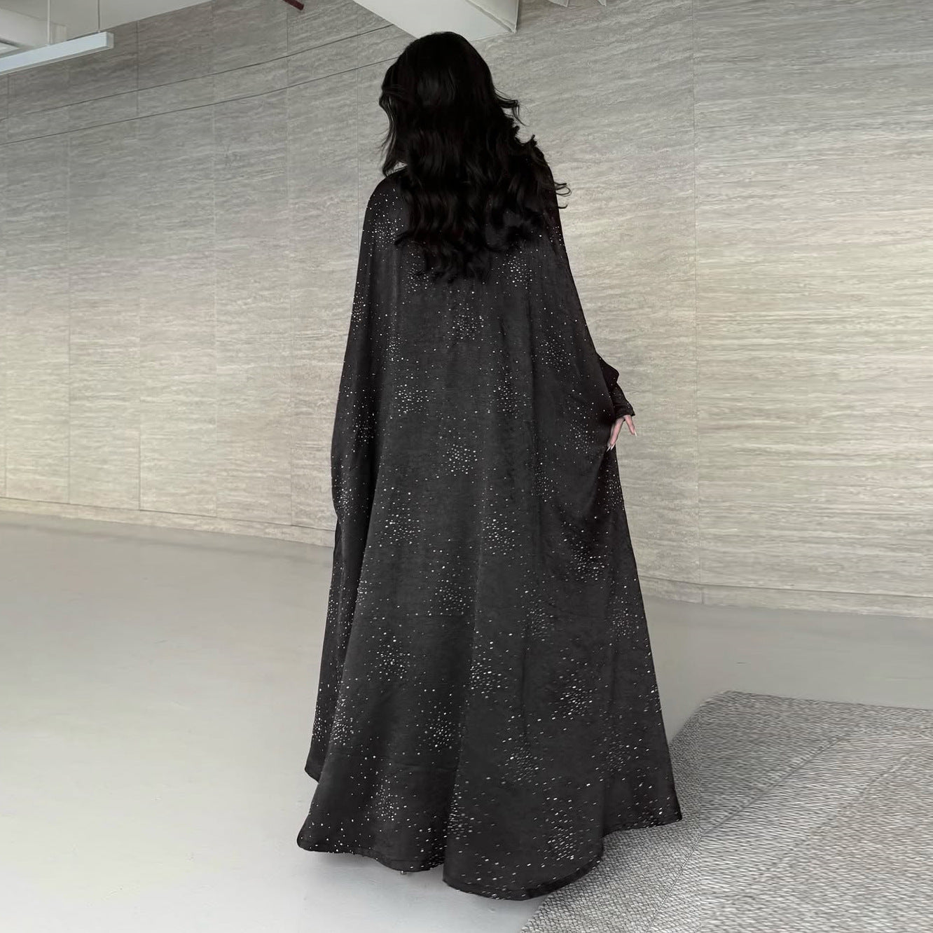 Celestial Elegance Velvet Diamante Abaya Dress