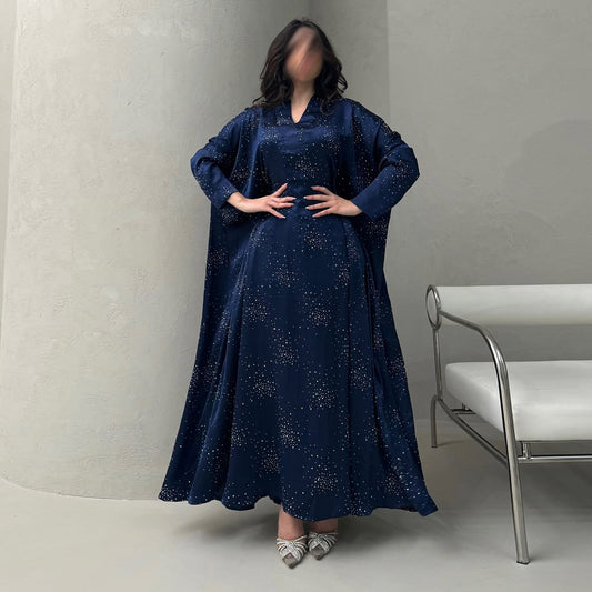 Celestial Elegance Velvet Diamante Abaya Dress