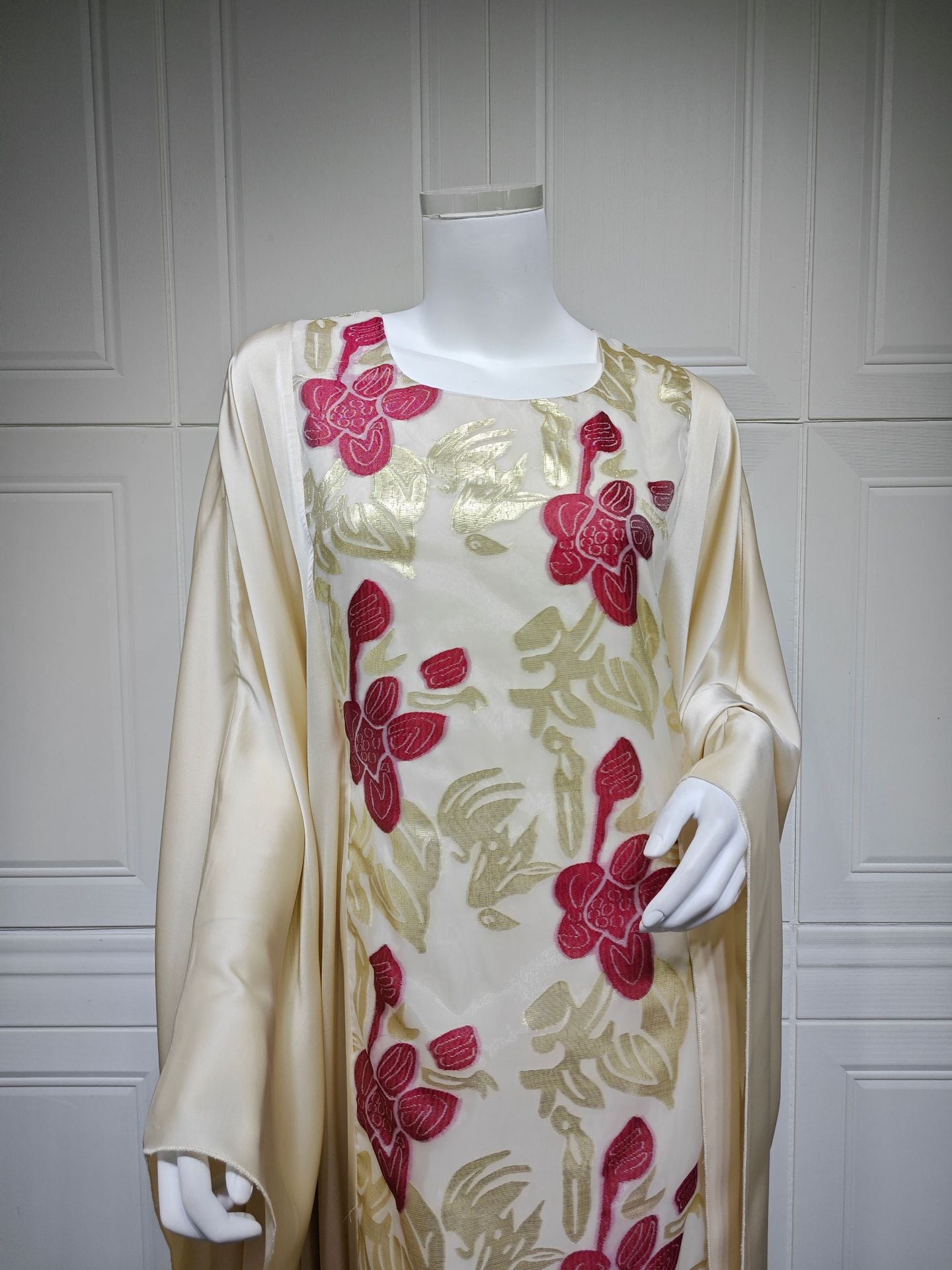 Blossom Elegance Embroidered Overlay Abaya Dress