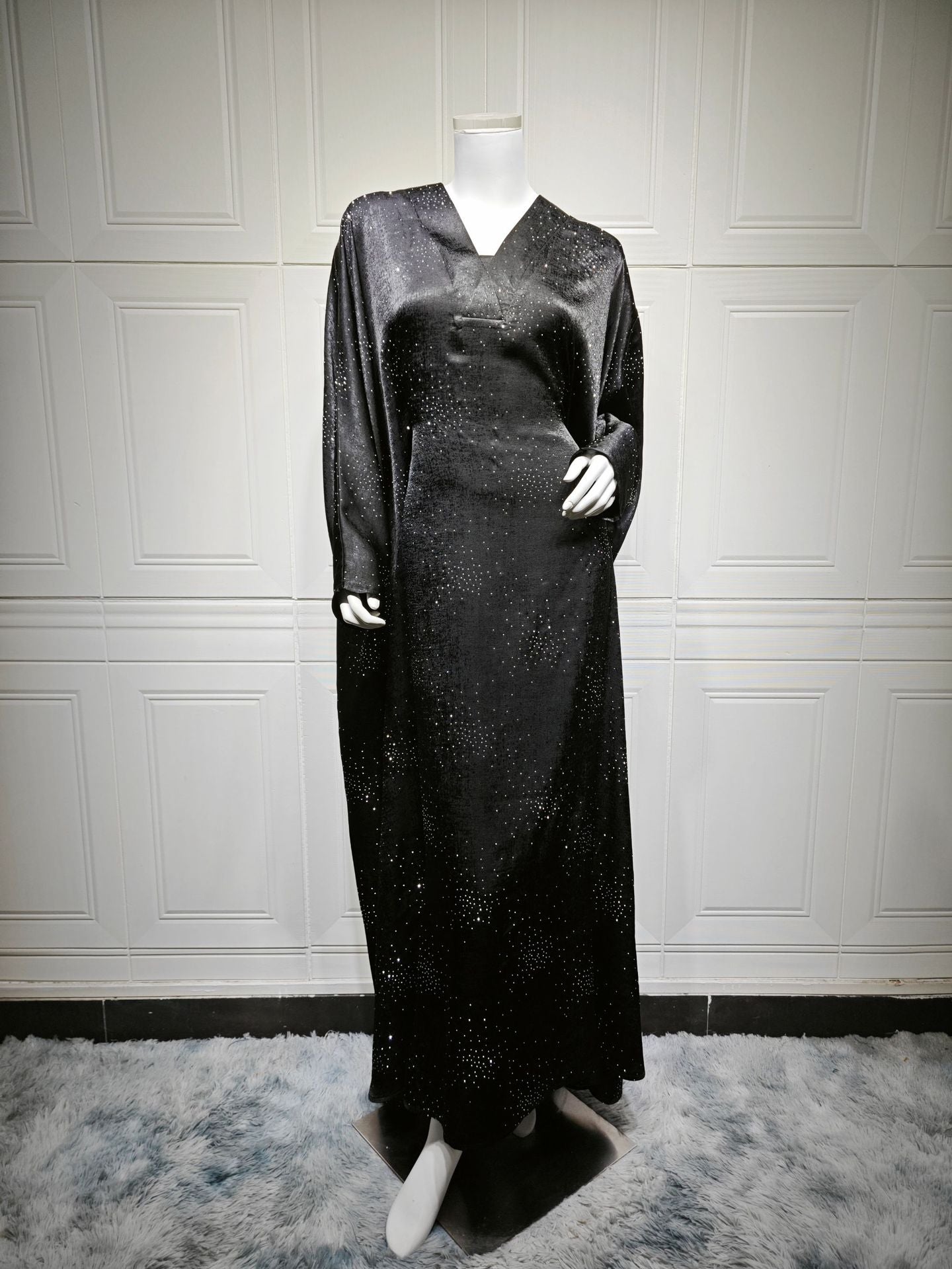 Celestial Elegance Velvet Diamante Abaya Dress